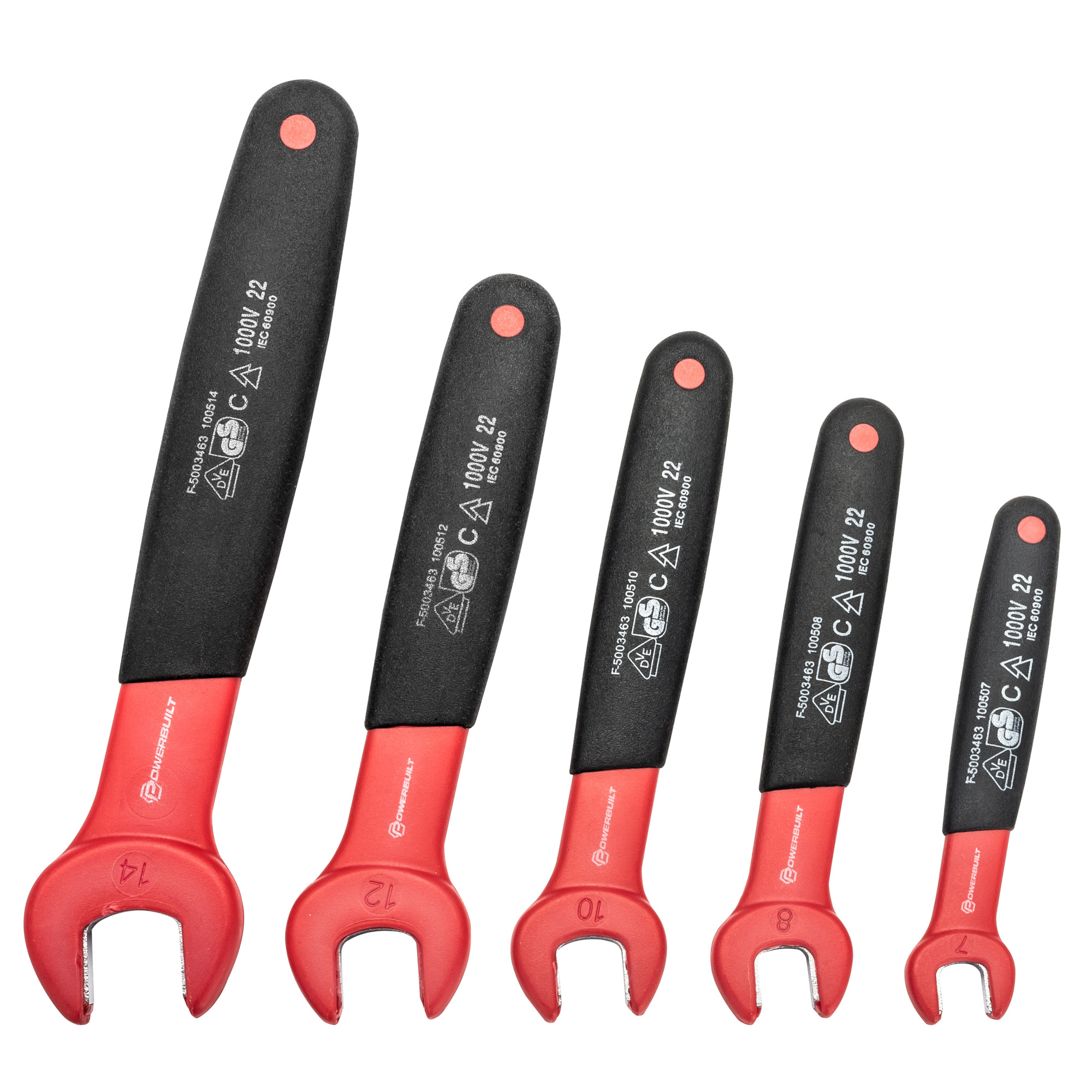 Powerbuilt, 5 Piece Insulated VDE Open End Wrench Set (Metric), Pieces (qty.) 5 Model# 642961